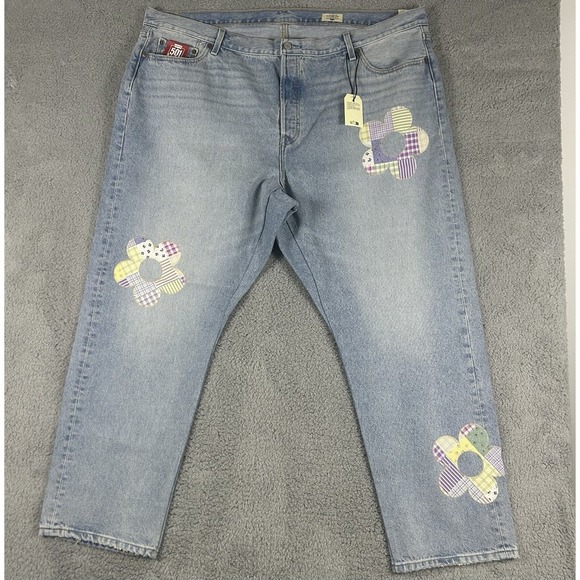 NWT Levi's 501 Patchwork Floral 150th Anniv.  26W L High Rise Button Fly Jeans - Picture 2 of 10
